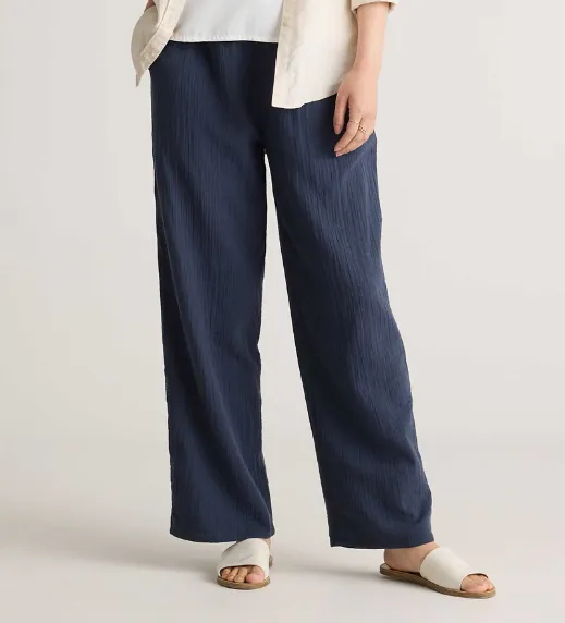 Cotton Gauze Straight Leg Pants